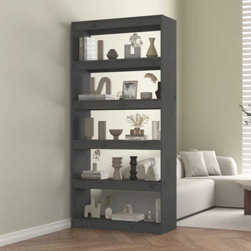 vidaXL Estantería/divisor de espacios madera pino gris 80x30x167,4 cm vidaXL Estantería/divisor de espacios madera pino gris 80x30x167,4 cm