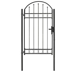 vidaXL Puerta de jardín con arco superior 100x175 cm acero negro