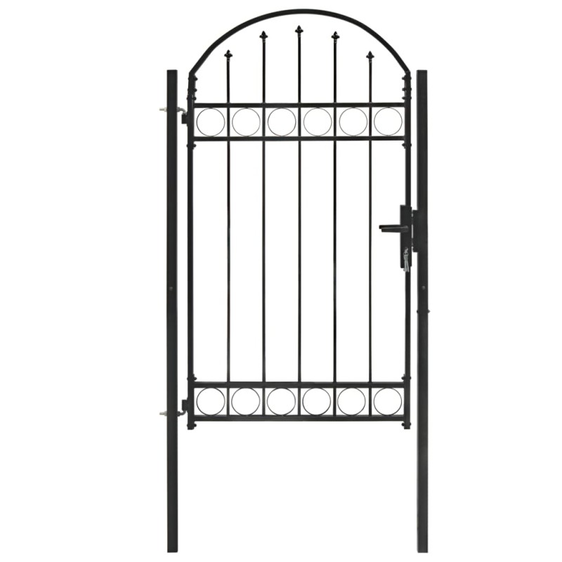 vidaXL Puerta de jardín con arco superior 100x175 cm acero negro