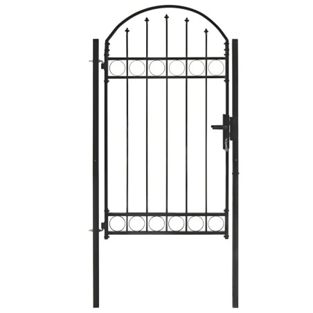 vidaXL Puerta de jardín con arco superior 100x175 cm acero negro