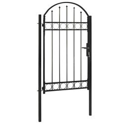 vidaXL Puerta de jardín con arco superior 100x175 cm acero negro