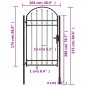 vidaXL Puerta de jardín con arco superior 100x175 cm acero negro