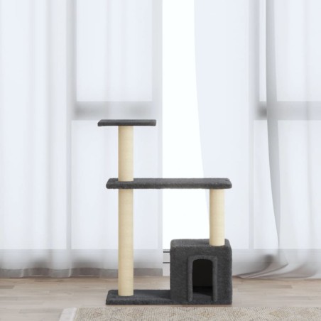 vidaXL Rascador para gatos con postes de sisal gris oscuro 70 cm