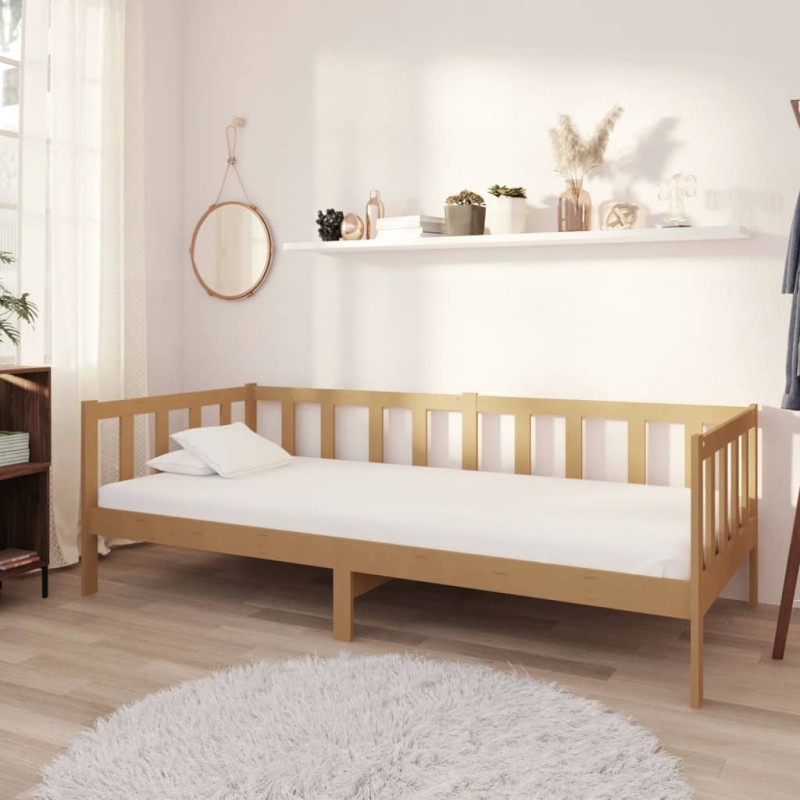 vidaXL Sofá cama madera maciza de pino marrón miel 90x200 cm vidaXL Sofá cama madera maciza de pino marrón miel 90x200 cm