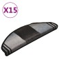 vidaXL Alfombrilla autoadhesiva escalera 15 uds negro gris 65x21x4 cm