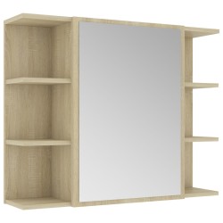 vidaXL Armario de espejo baño contrachapada color roble 80x20,5x64 cm