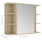 vidaXL Armario de espejo baño contrachapada color roble 80x20,5x64 cm