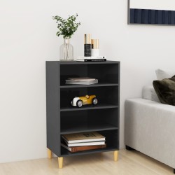 vidaXL Aparador de madera contrachapada gris brillante 57x35x90 cm