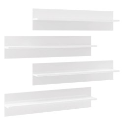 vidaXL Estante de pared 4 uds contrachapado blanco brillo 80x11,5x18cm