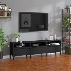 vidaXL Mueble de TV madera contrachapada negro 150x30x44,5 cm