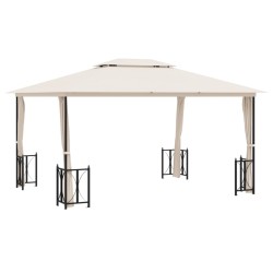 vidaXL Cenador con paredes laterales y techos dobles color crema3x4 m