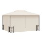 vidaXL Cenador con paredes laterales y techos dobles color crema3x4 m vidaXL Cenador con paredes laterales y techos dobles color crema3x4 m