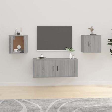 vidaXL Muebles para TV de pared 2 uds gris Sonoma 40x34,5x40 cm