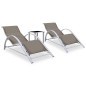 vidaXL Tumbonas con mesita 2 unidades aluminio gris taupe vidaXL Tumbonas con mesita 2 unidades aluminio gris taupe