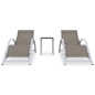 vidaXL Tumbonas con mesita 2 unidades aluminio gris taupe vidaXL Tumbonas con mesita 2 unidades aluminio gris taupe