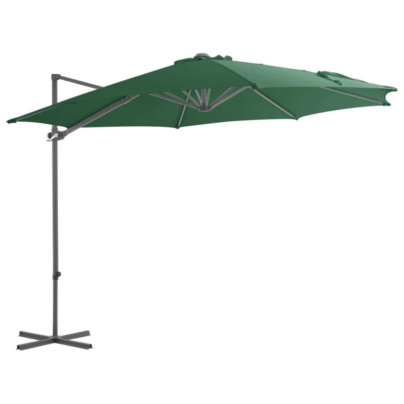 vidaXL Sombrilla voladiza con poste de acero verde 300 cm vidaXL Sombrilla voladiza con poste de acero verde 300 cm