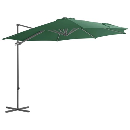 vidaXL Sombrilla voladiza con poste de acero verde 300 cm