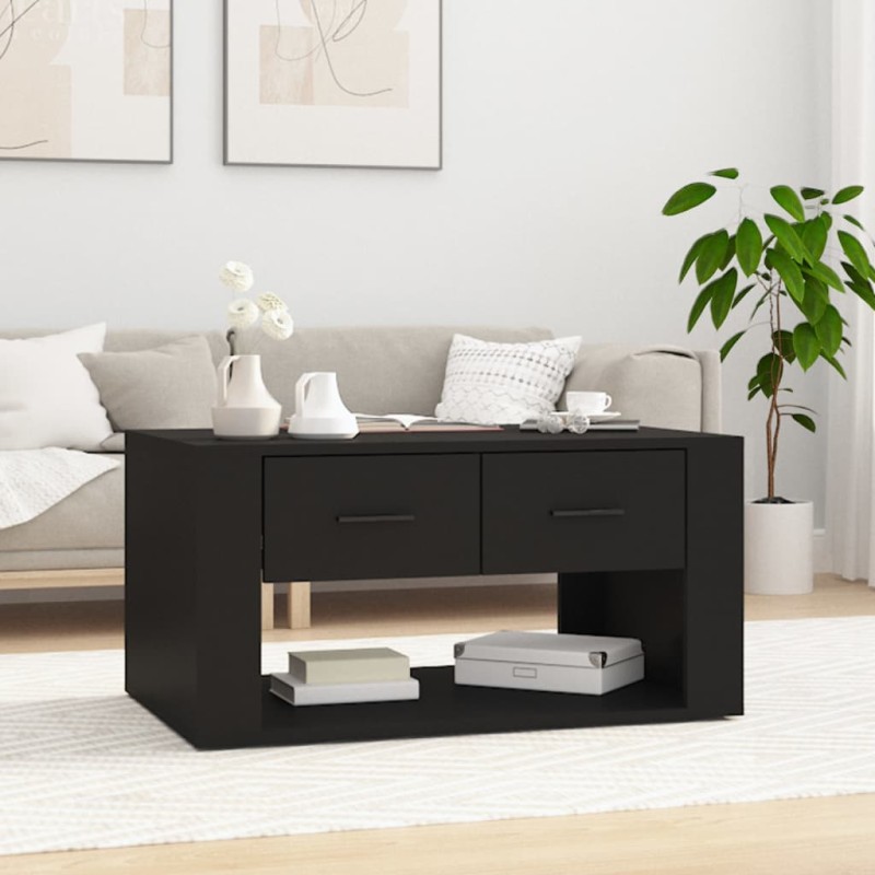vidaXL Mesa de centro madera contrachapada negro 80x50x40 cm vidaXL Mesa de centro madera contrachapada negro 80x50x40 cm