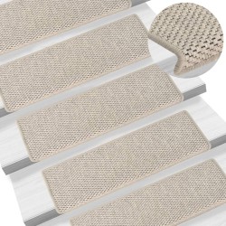 vidaXL Alfombrilla autoadhesiva escalera sisal 15 uds 65x21x4 cm