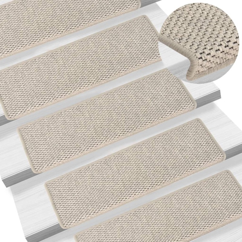 vidaXL Alfombrilla autoadhesiva escalera sisal 15 uds 65x21x4 cm