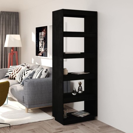 vidaXL Estantería/divisor de espacios madera pino negro 60x35x167 cm