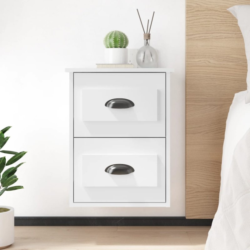 vidaXL Mesita de noche de pared blanco brillante 41,5x36x53 cm vidaXL Mesita de noche de pared blanco brillante 41,5x36x53 cm
