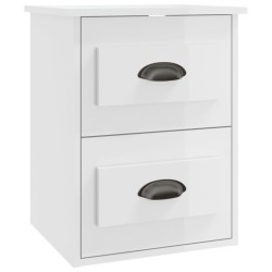 vidaXL Mesita de noche de pared blanco brillante 41,5x36x53 cm