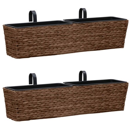 vidaXL Conjunto de jardineras 2 piezas jacinto de agua marrón