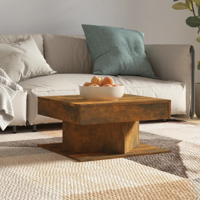 vidaXL Mesa de centro madera contrachapada roble ahumado 57x57x30 cm vidaXL Mesa de centro madera contrachapada roble ahumado 57x57x30 cm