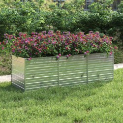 vidaXL Arriate de acero galvanizado plateado 240x80x77 cm