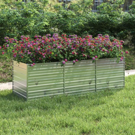 vidaXL Arriate de acero galvanizado plateado 240x80x77 cm