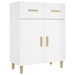 vidaXL Aparador de madera contrachapada blanco brillante 69,5x34x89 cm