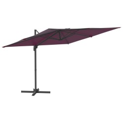 vidaXL Sombrilla colgante con poste de aluminio rojo burdeos 400x300cm