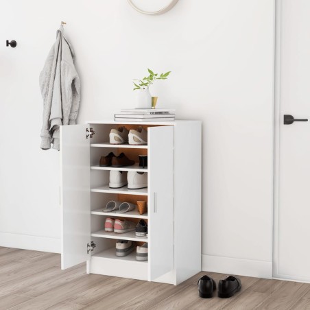 vidaXL Mueble zapatero de madera contrachapada blanco 60x35x92 cm