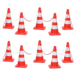 vidaXL Juego de conos con cadena 10 m rojo y blanco