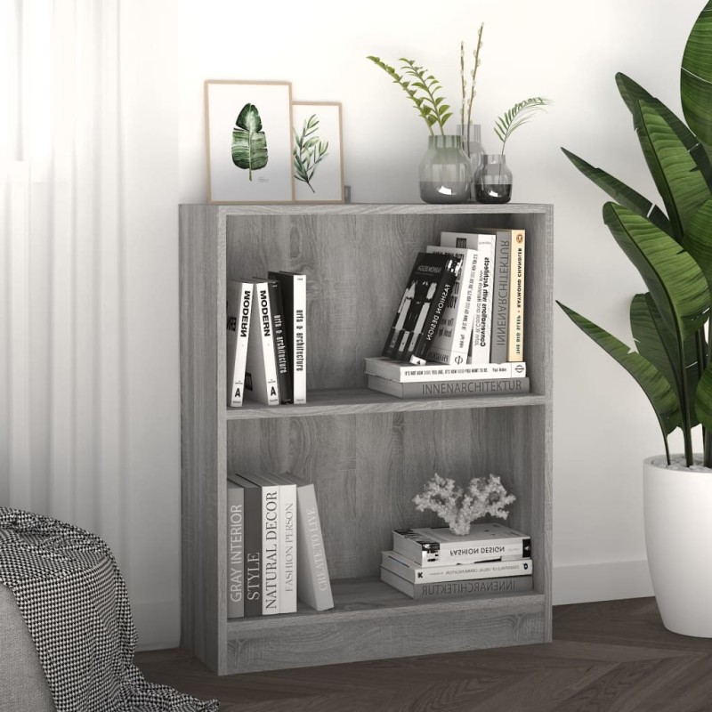vidaXL Estantería de madera contrachapada gris Sonoma 60x24x74,5 cm vidaXL Estantería de madera contrachapada gris Sonoma 60x24x74,5 cm