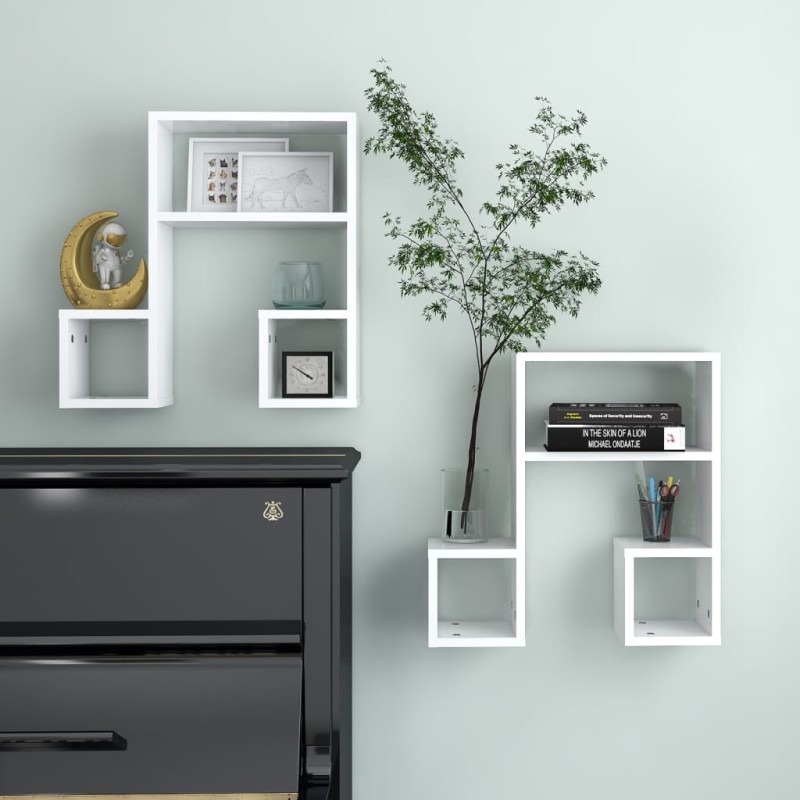 vidaXL Estantes de pared 2 uds madera contrachapada blanco 50x15x50 cm vidaXL Estantes de pared 2 uds madera contrachapada blanco 50x15x50 cm