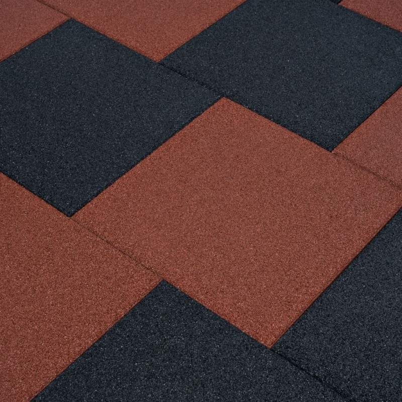 vidaXL Losetas de goma protección de caídas 6 unidades 50x50x3cm rojo vidaXL Losetas de goma protección de caídas 6 unidades 50x50x3cm rojo