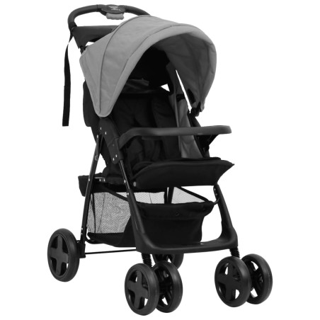 vidaXL Carrito de bebés 2 en 1 de acero gris claro y negro