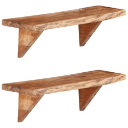 vidaXL Estantes de pared 2 uds madera maciza de acacia 60x20x18 cm