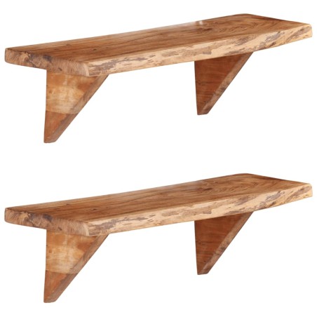 vidaXL Estantes de pared 2 uds madera maciza de acacia 60x20x18 cm