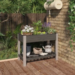 vidaXL Arriate de jardín con estante WPC gris 100x50x75 cm