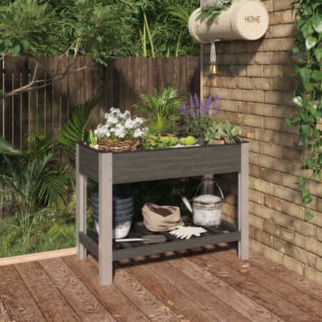 vidaXL Arriate de jardín con estante WPC gris 100x50x75 cm