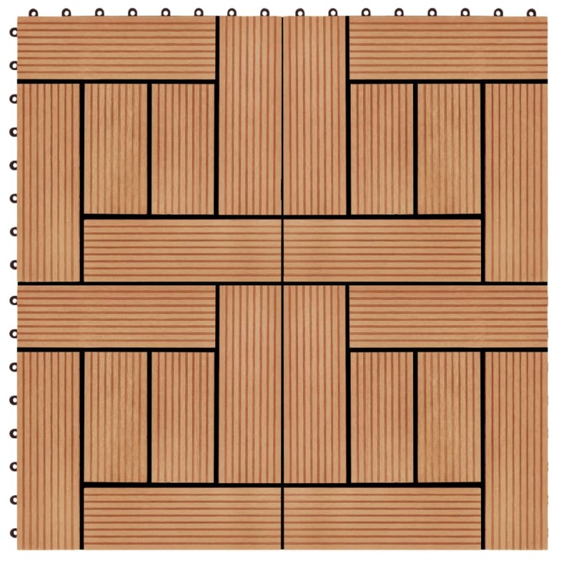 vidaXL Baldosas de porche de WPC 30x30 cm 1 m² color teca 11 unidades vidaXL Baldosas de porche de WPC 30x30 cm 1 m² color teca 11 unidades