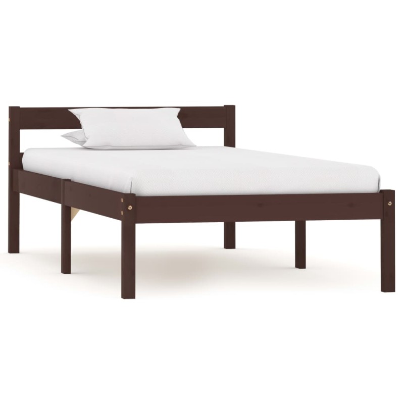 vidaXL Estructura de cama madera maciza pino marrón oscuro 100x200 cm vidaXL Estructura de cama madera maciza pino marrón oscuro 100x200 cm