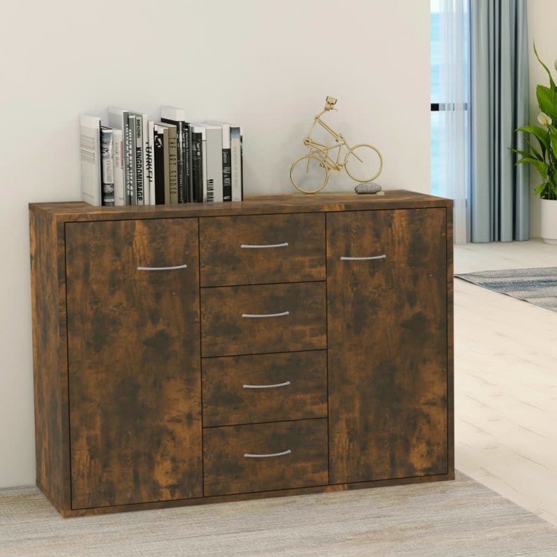 vidaXL Aparador madera contrachapada color roble ahumado 88x30x65 cm vidaXL Aparador madera contrachapada color roble ahumado 88x30x65 cm
