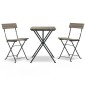 vidaXL Muebles de cafetería plegables 3 piezas ratán sintético gris vidaXL Muebles de cafetería plegables 3 piezas ratán sintético gris