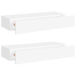 vidaXL Estantes de pared con cajón 2 uds MDF blanco 60x23,5x10 cm