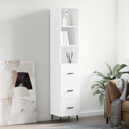 vidaXL Aparador alto madera contrachapada blanco 34,5x34x180 cm