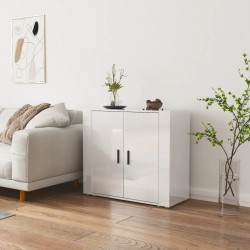 vidaXL Aparador de madera contrachapada blanco brillante 80x33x70 cm